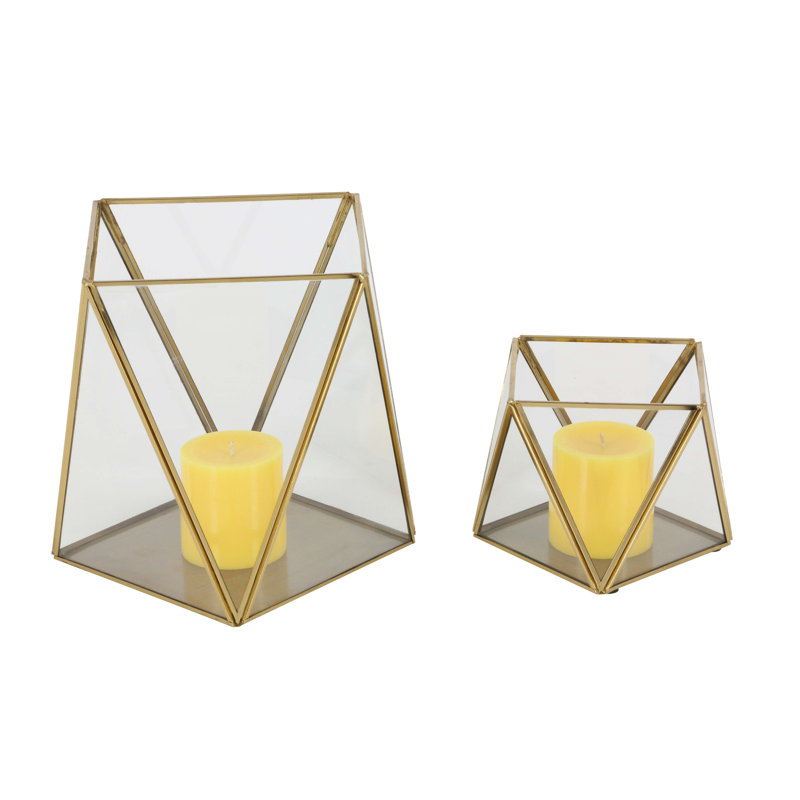 CosmoLiving by Cosmopolitan 2 Piece Metal/Glass Hurricane Set & Reviews Wayfair